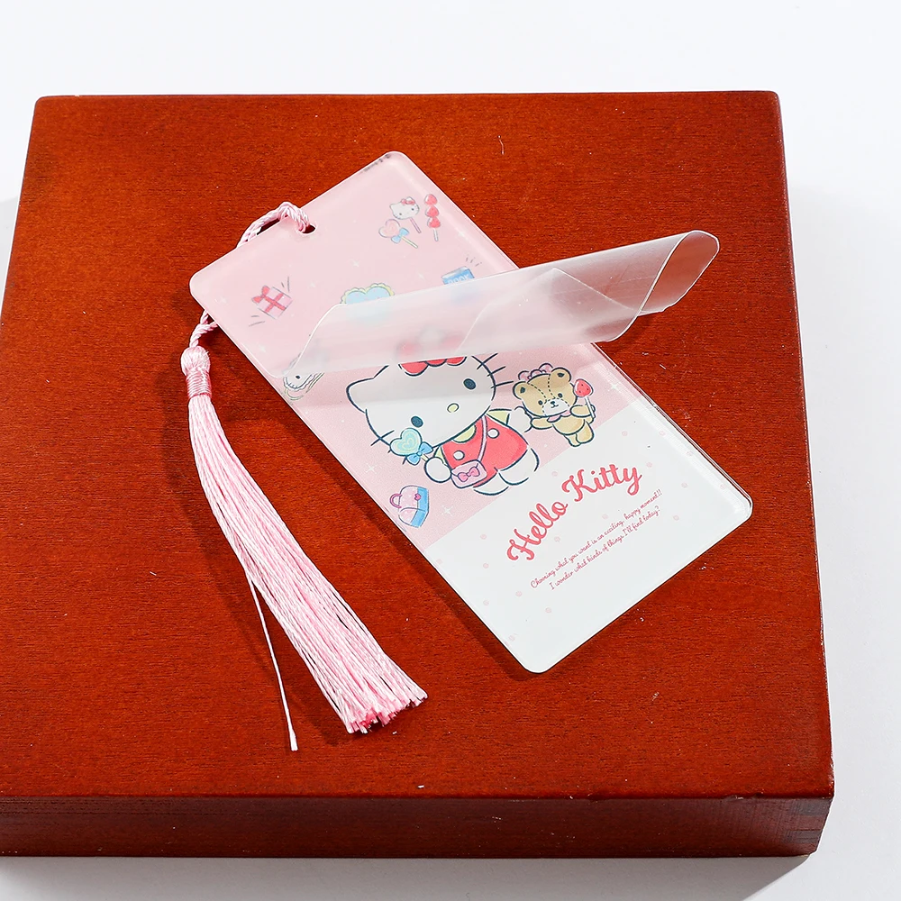 Pink and fresh cat cartoon bookmark, valuable gift with tassels for student study and office supplies.