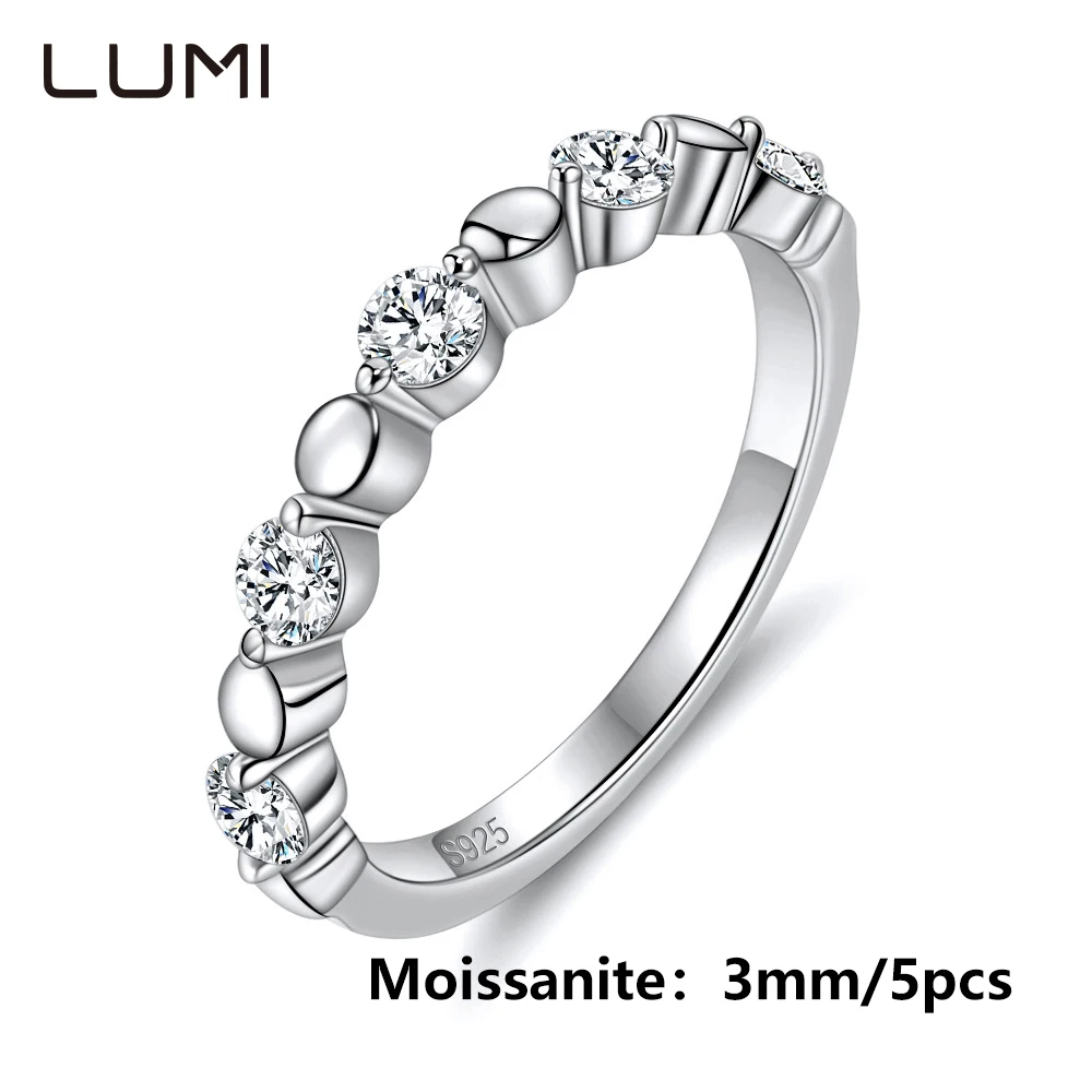 

LUMI 3 мм 5 шт. оригинальное кольцо VVS1 с муассанитом S925 серебряное кольцо ювелирные изделия для женщин вечерние юбилейные украшения на день рождения подарок