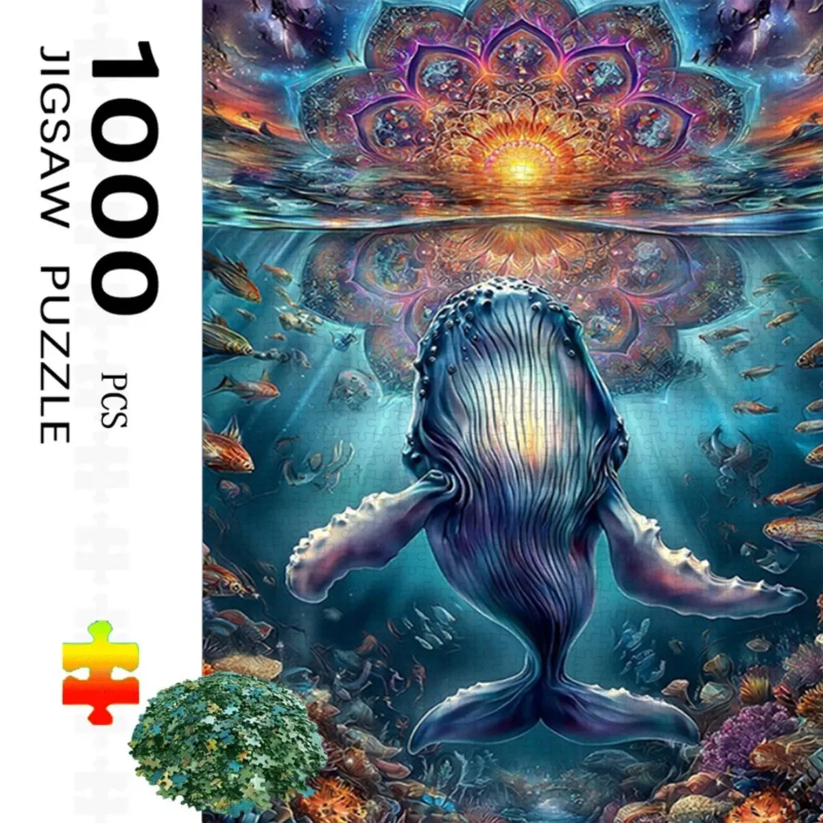 

1000 шт. головоломка «Подводный мир» с океаном и кораллами, рыбой и черепахами — сложный 1000 шт. головоломка «Морской жизнь» подходит для взрослых,