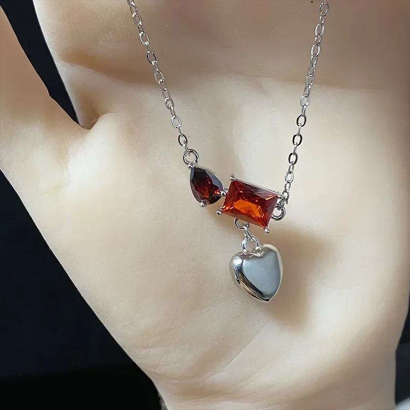 MDL مويسانيتي.. نمط جديد قلادة Tian'ku Ins ضوء فاخر تصميم متخصص الحب زركونيا طبقة مزدوجة سلسلة الترقوة بالجملة #3