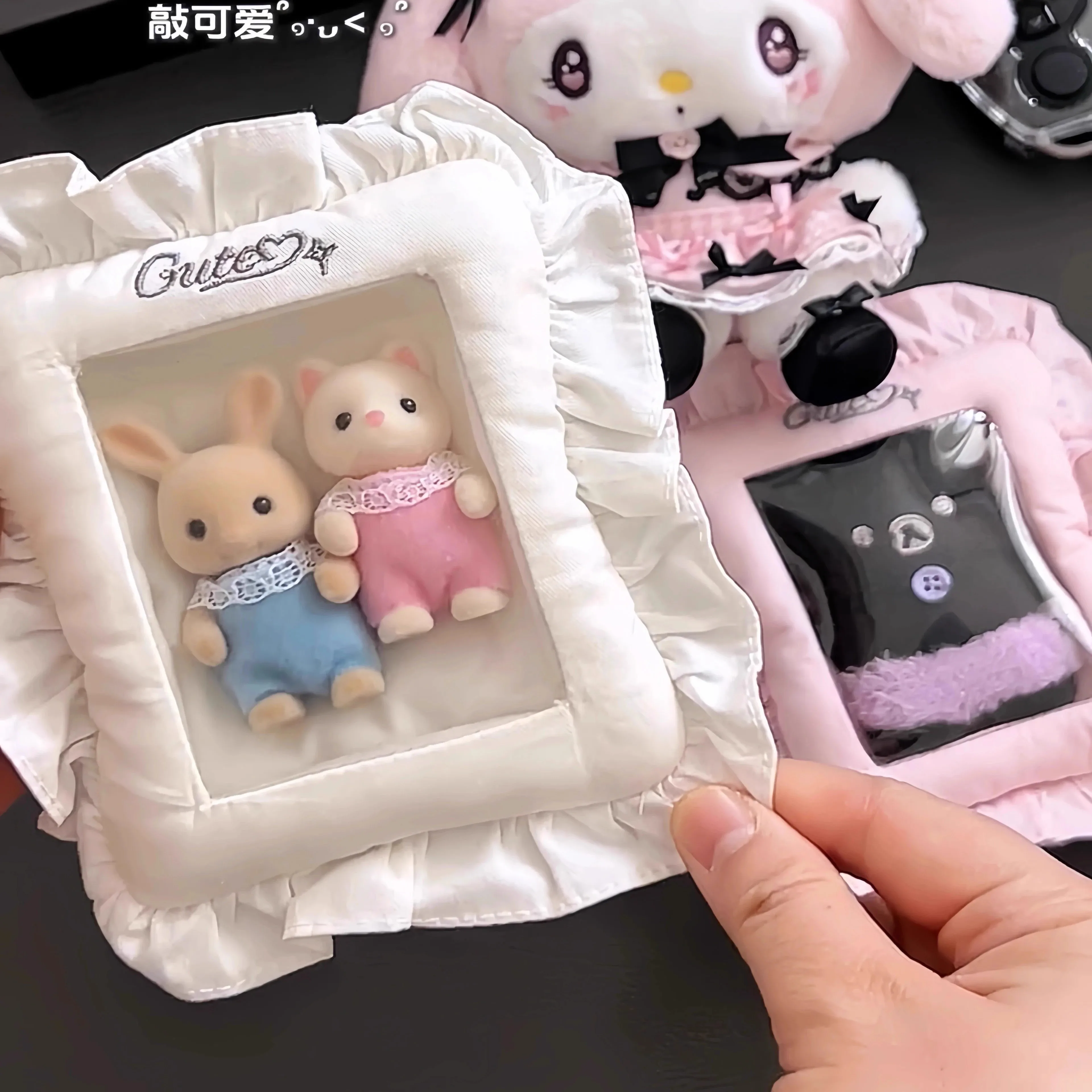 Cute 3-inch Pillow Card Holder - Aesthetic Kawaii Girl School ID Card Protector with Keychain, Lanyard Accessory for Campus