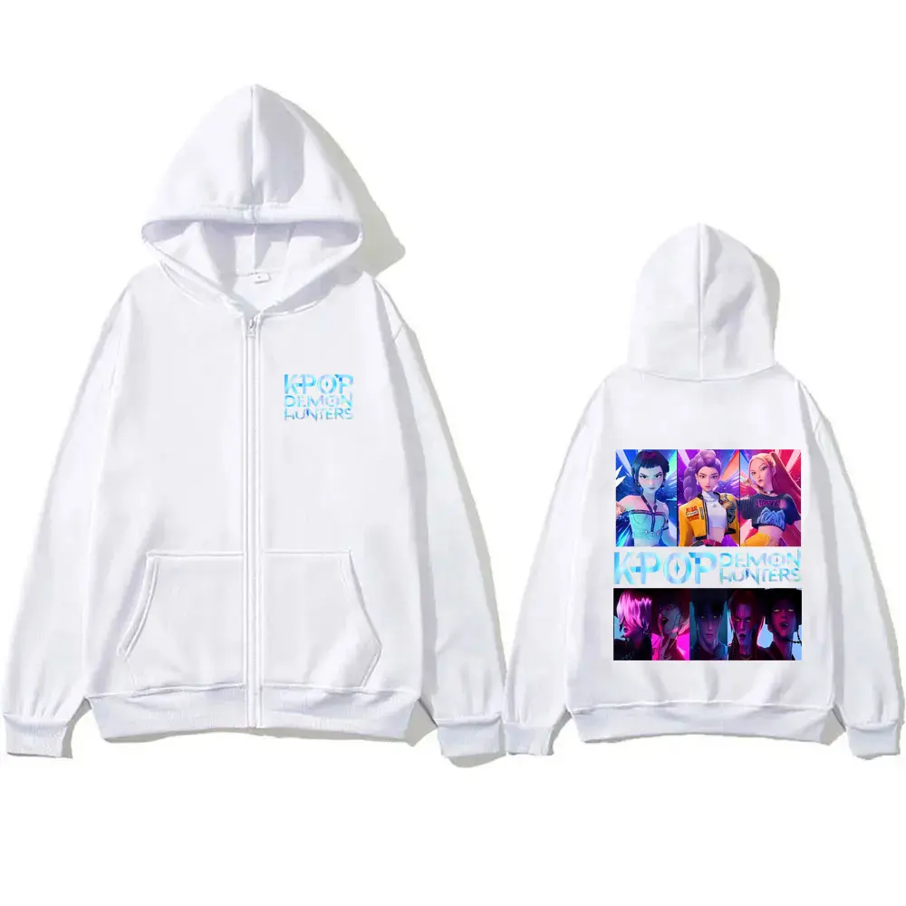 

Cartoon Movie KPop Demon Hunters Saja Boys Rumi Mira Zoey Graphic Zipper Hoodie Men Women Fashion Casual Oversized Zip Up Jacket