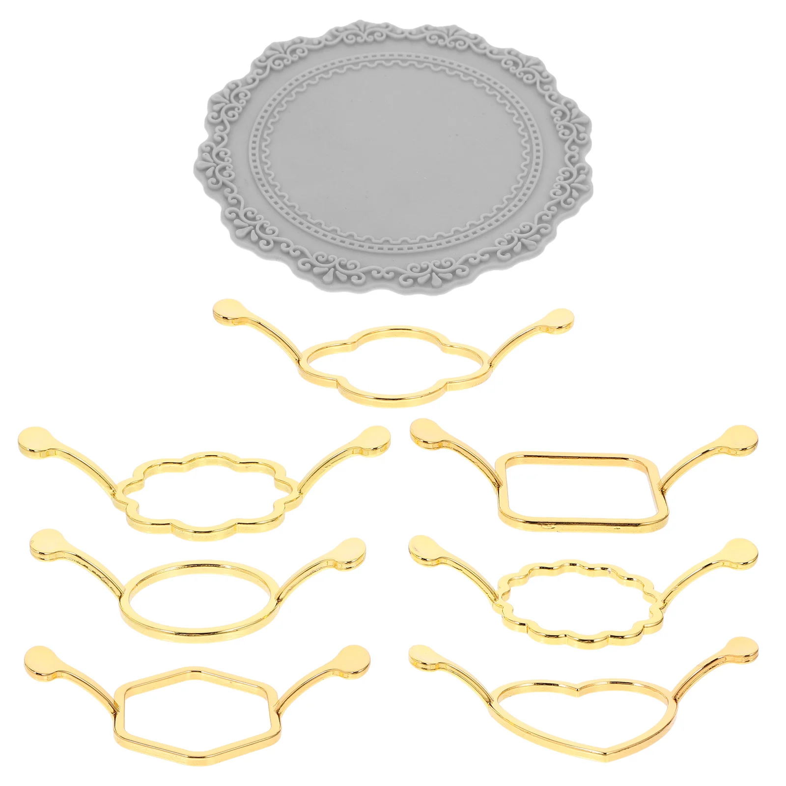 Wax Seal Mold Kit Sealing Silicone Mat Metal Stamps Flower Shape Circle Copper Rings