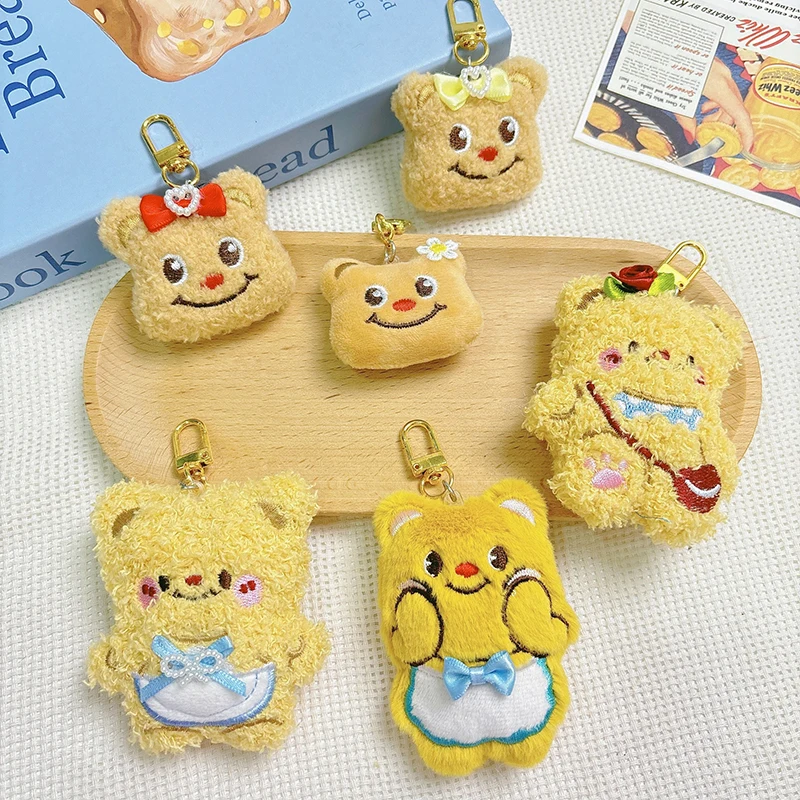 Cute Butter Bear Plush Doll Squeak Toy Cartoon Capybara Butterbear Doll Keyring Bag Pendant Car Key Accessories