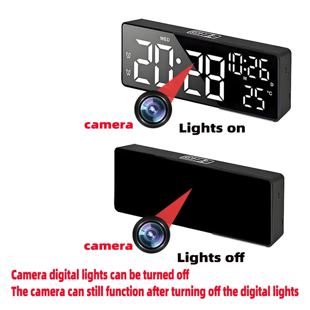 Mini 4K HD Camera, Supports Remote Viewing, Motion Detection, Digital Lights Can Be Turned Off, Ringing Alarm Clock Camera view 3