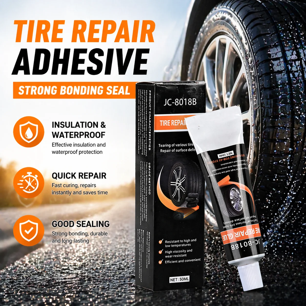 50ml Tire Repair Glue Strong Rubber Waterproofing Quick Drying Tire Sealing Adhesive Sealant