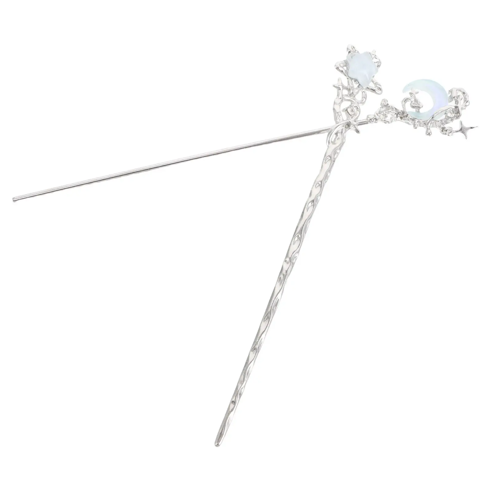 2Pcs Star and Moon Hairpins Natural Moonstone Hair Sticks Lightweight Secure Hold Daily Wear Formal Events Hair Accessories
