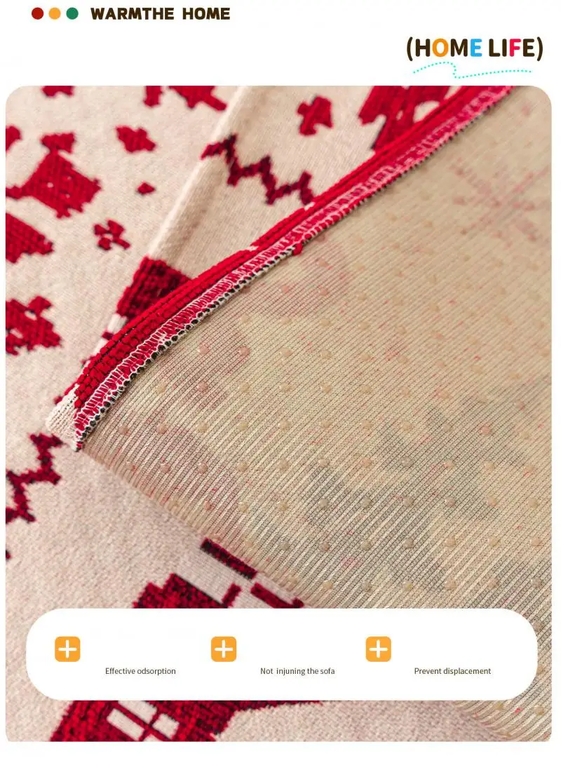Weihnachtsatmosphäre Chenille-Sofabezug Ganzjahres-Sofabezüge Rutschfeste und Katzenresistente Stoffbezüge Maschinenwaschbare Sofakissen – Detail 7