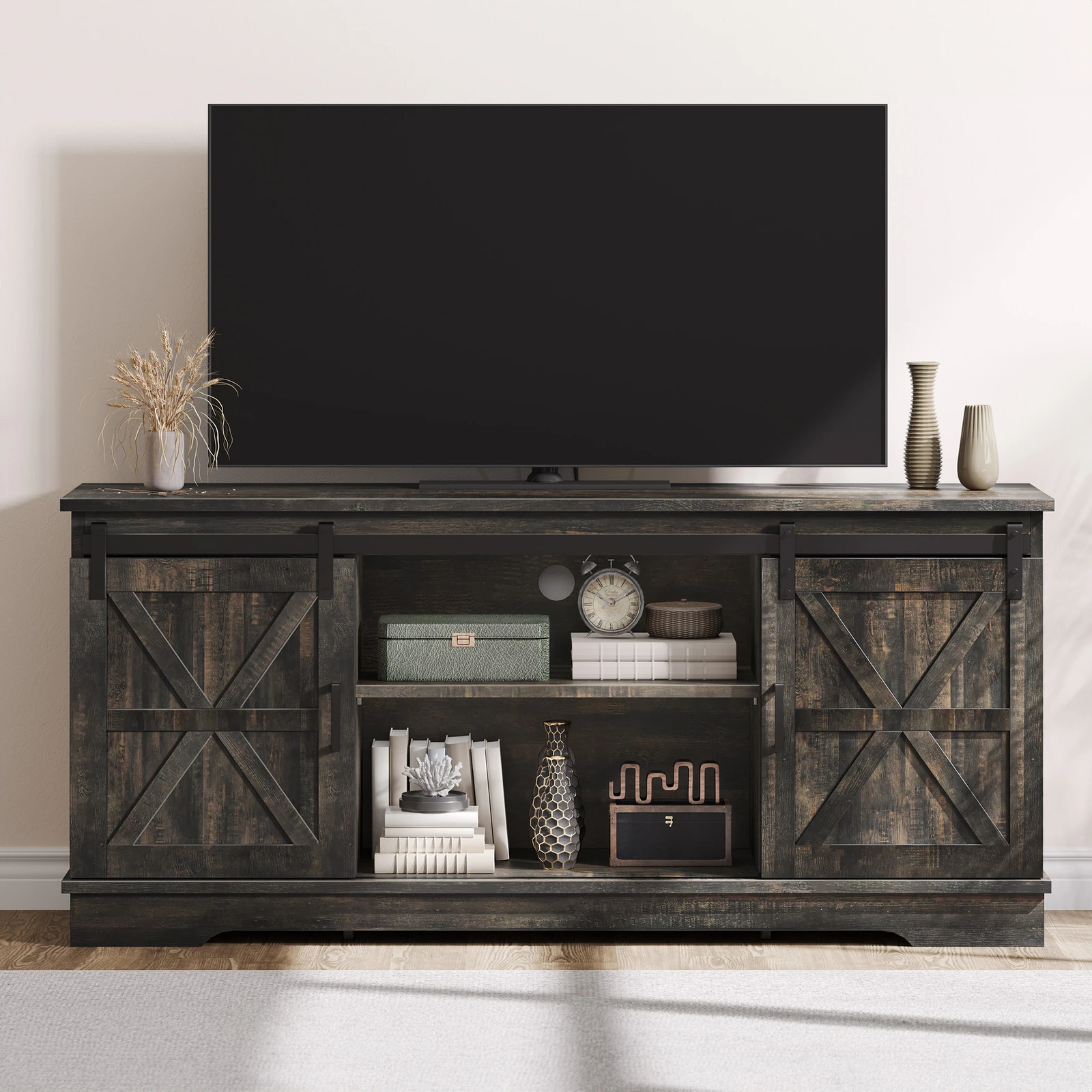 

TV Stand for 65 Inch TV Console Table Cabinet with Sliding Barn Door
