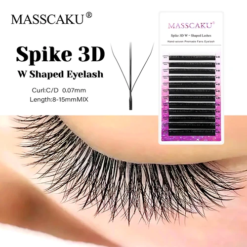 Pestañas postizas 3D W de tres núcleos, 12 líneas, puntas triples, 0,07mm de espesor, longitud mixta, pestañas de trébol, pestañas postizas naturales suaves e impermeables