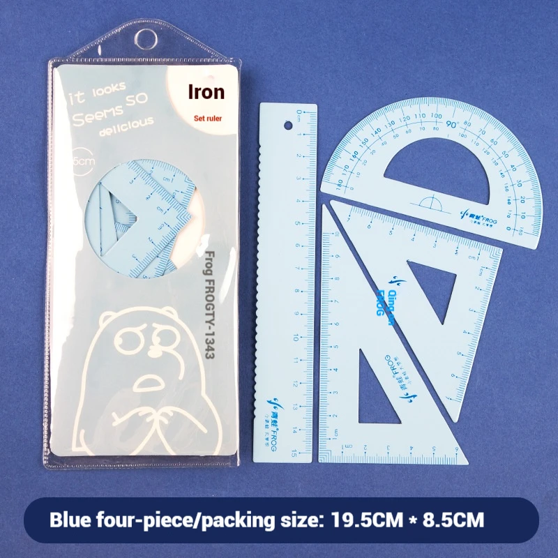 Creative iron ruler set trigonboard primary school stationery multi-functional simple measurement painting tools