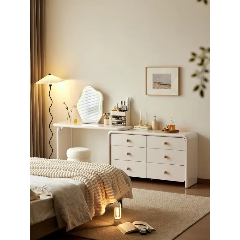 Solid wood integrated cream style makeup table bedroom modern minimalist