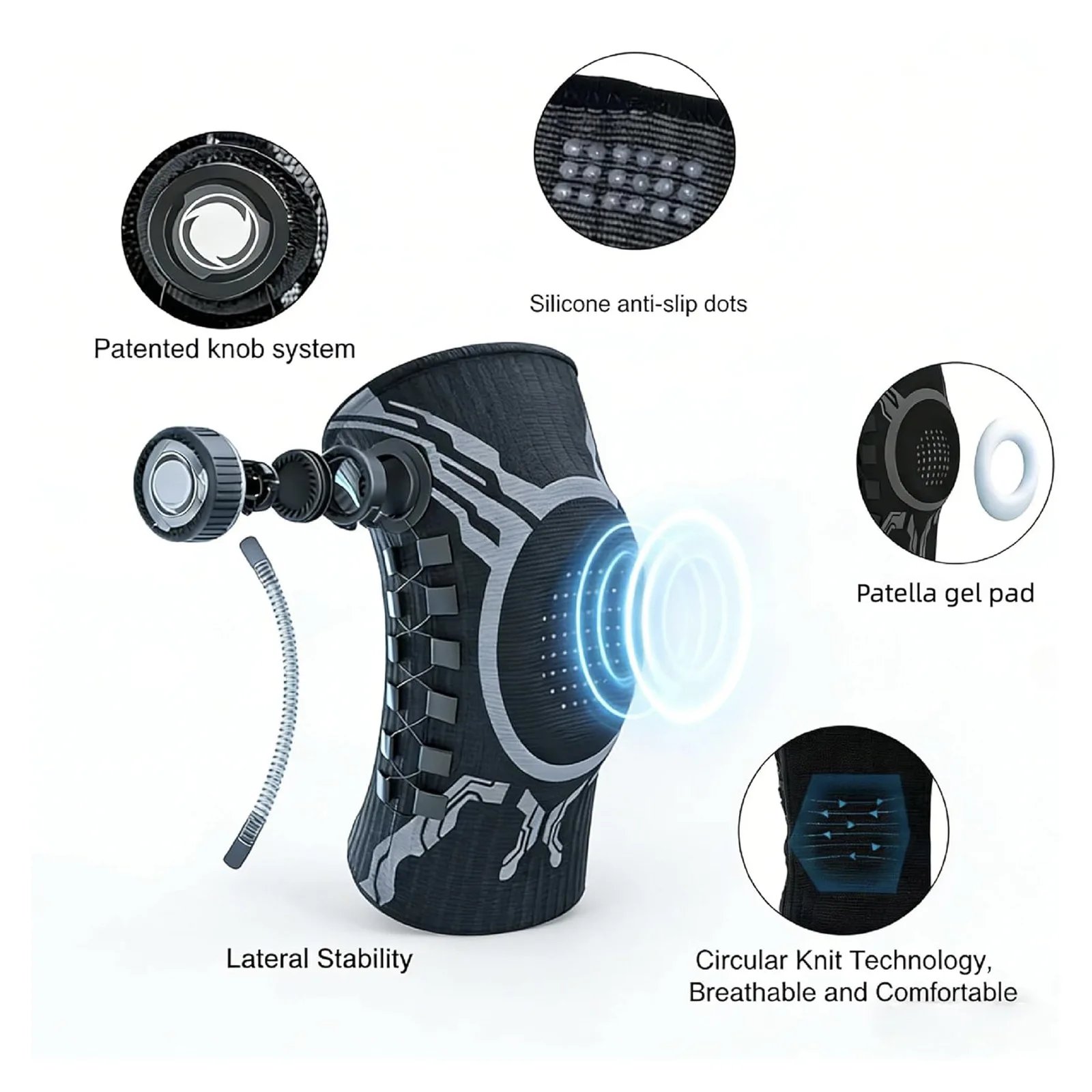 Ergonomic Joint Pain Relief Compression Knee Brace Patella Support Meniscus Sleeve Men Women Running Basketball Gym Workout Gear
