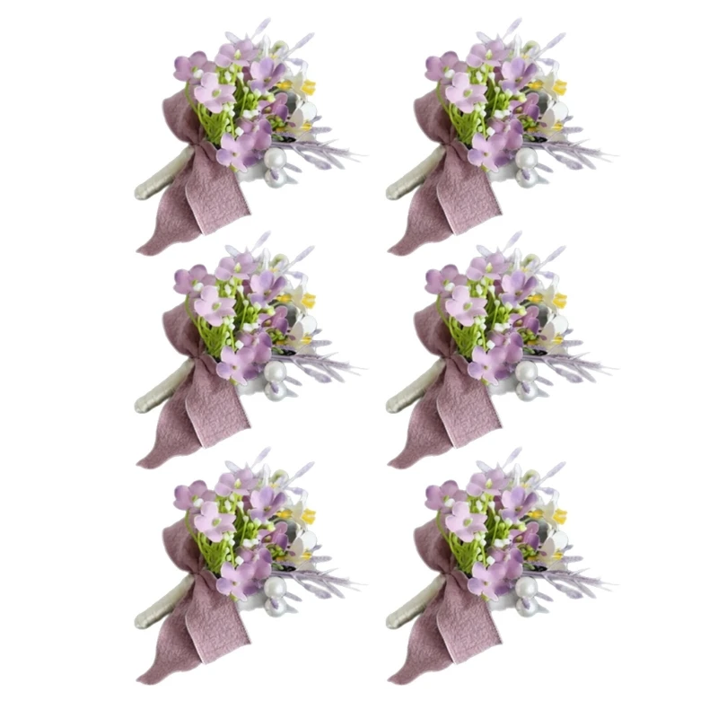 KX4B Elegant ผ้าไหมงานแต่งงาน Boutonniere ชุดผ้าไหมดอกไม้ที่ไม่ซ้ำกัน Corsages ป้ายสำหรับงานแต่งงานสไตล์ตะวันตก
