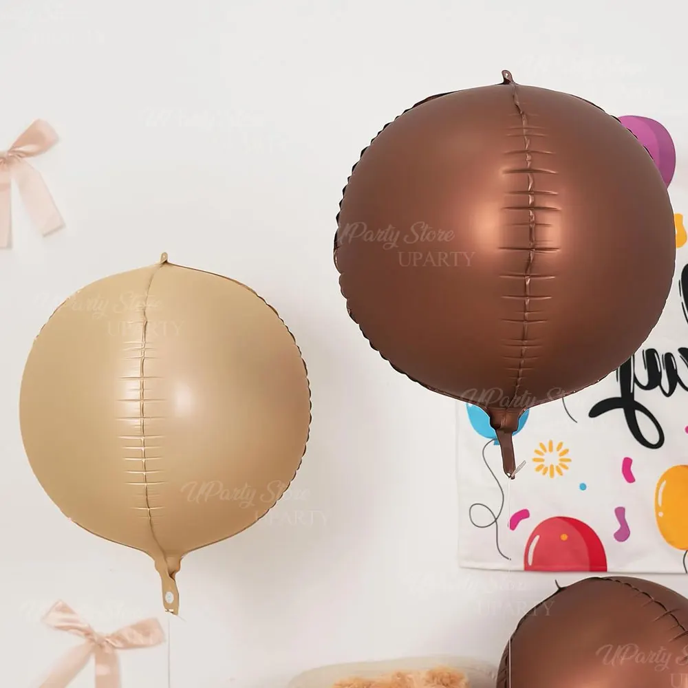 10/18/22inch Nude Beige 4D Round Balloons Boho Khaki Caramel Cream Round Foil Helium Balloon for Baby Shower Birthday Party Deco
