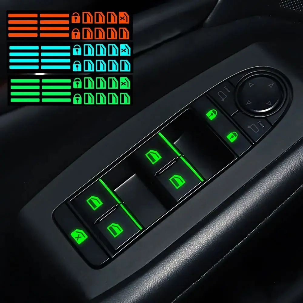 Car Luminous Button Sticker Rocker Switch Label Night Fluorescent Car Sticker Car Interior Sticker Lifter Switch Circuit 3Colors