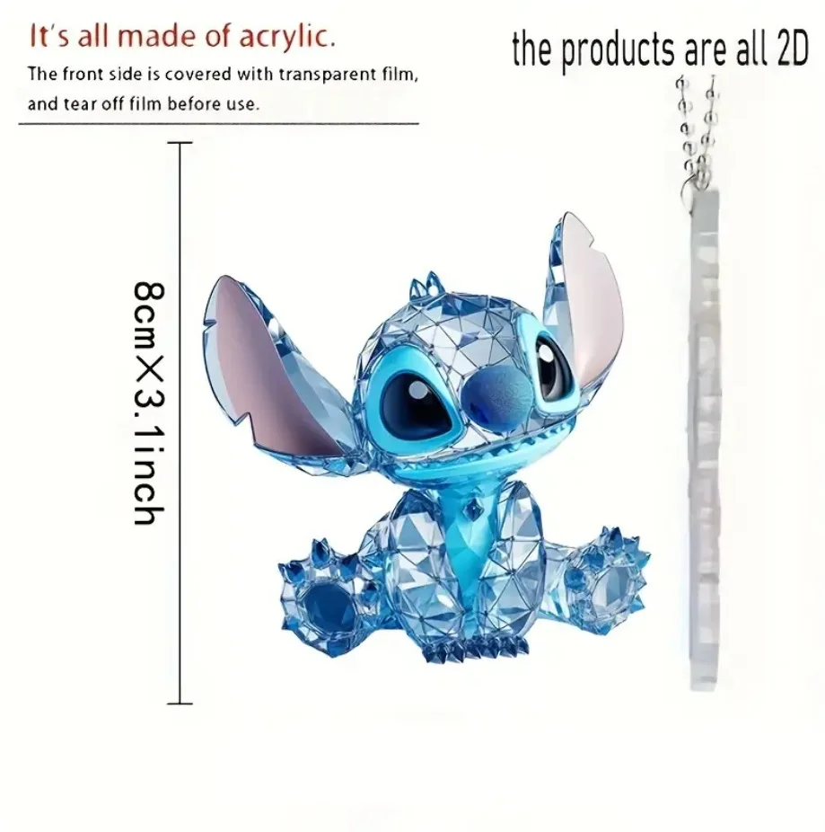 Disney Kawaii Stitch Pendant 2D Car Acrylic Ornament Children School Bag Charm Cartoon Anime Accessories Kids Toys Birthday Gift