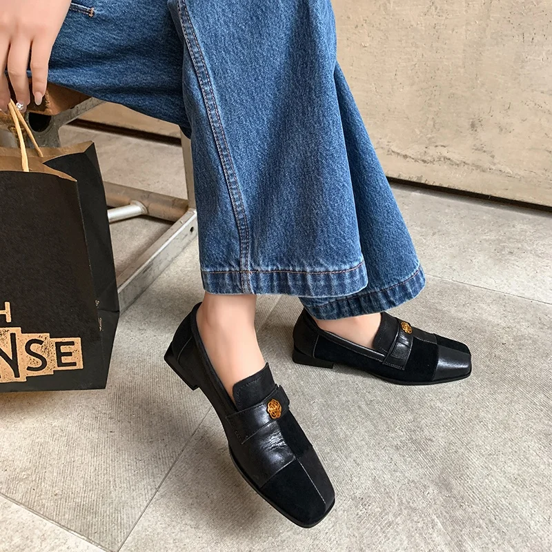 2025 الربيع المتسكعون النساء حذاء مسطح الانزلاق على الشقق جلد طبيعي الأحذية الرجعية السيدات المرقعة الأحذية اليدوية خمر الشقق #6