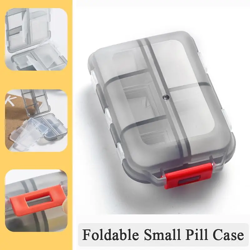 6 عبوات من علب حبوب الدواء، صندوق منظم حبوب الدواء الصغيرة، منظم حبوب السفر الأسبوعي، حامل علبة حبوب الدواء، صندوق حاوية بلاستيكي مقاوم للماء #4