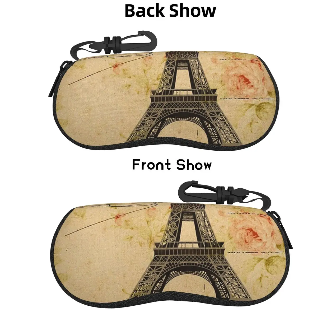 

Cottagecore Spring Garden Vintage Floral Paris Eiffel Tower Shell Glasses Case Sunglasses Box Women Men Soft Eyeglass Bag Pouch