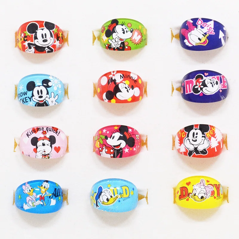 Disney Anime Stitch Ring Kawaii Mickey Mouse Frozen Acrylic Ring Cartoon Children Hand Jewelry Accessories Gifts