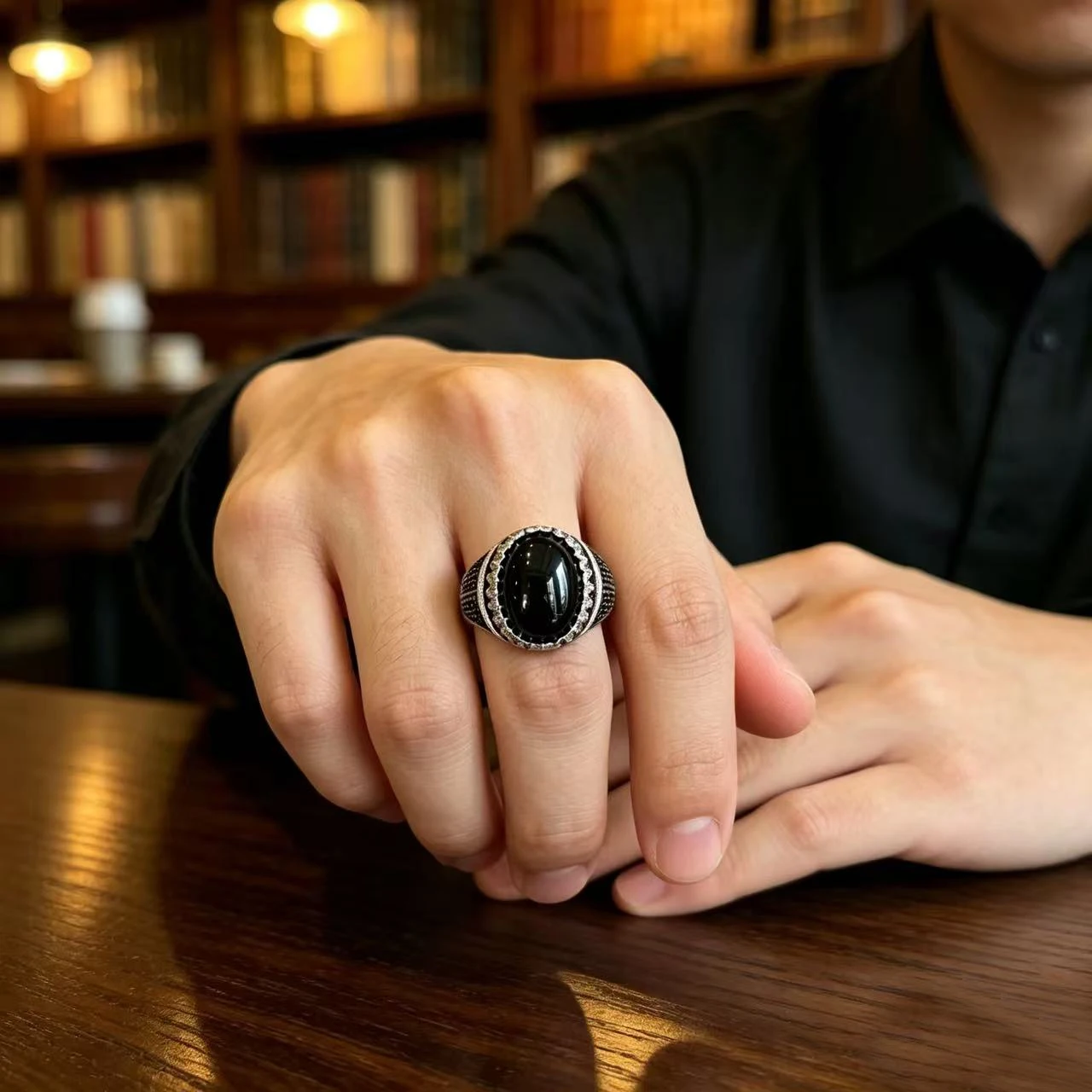 s925-silver-men's-ring-natural-black-onyx-oval-gemstone-ring-vintage-punk-statement-ring-for-men-fine-jewelry-gift