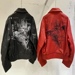 Leather Black Red ENFANTS RICHES DEPRIMES ERD Jackets Chest Embroidery Logo Men Women Zipper Oblique Pockets Coat with Dust Bag