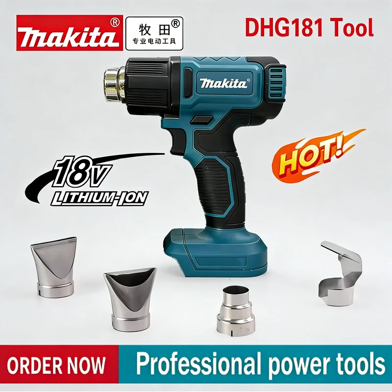 Battery New genuine 100% Makita DHG181 18V Cordless Heat Gun LXT Lithium Power Tools 150-550ºC Shrink Film Baking Gun Clear Sticker