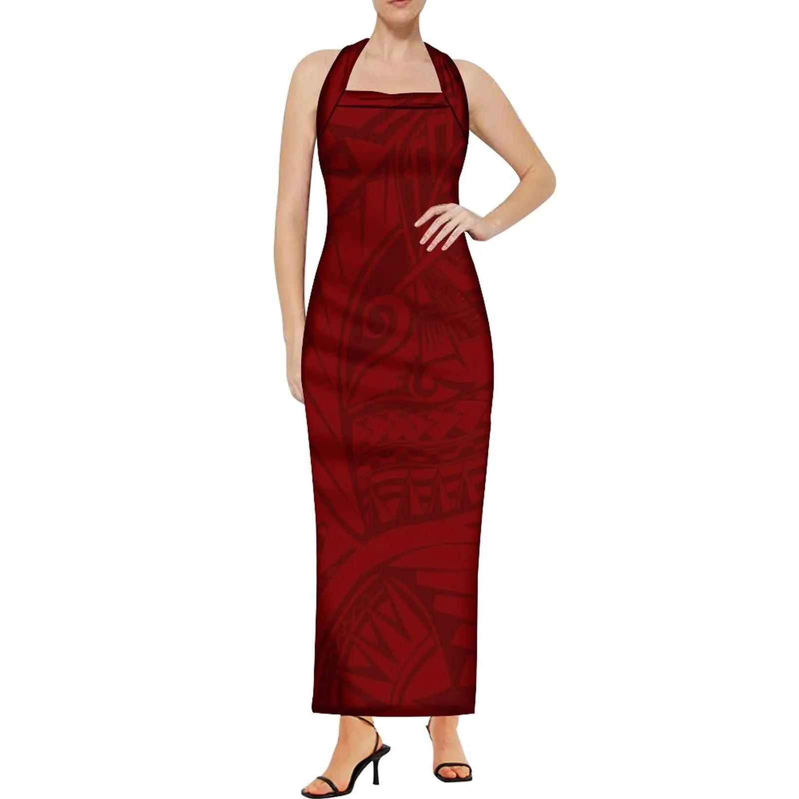 Polynesian 6xl Elegant Sleeveless Dress For Evening  Drop Shipping  Print Sleeveless Dress