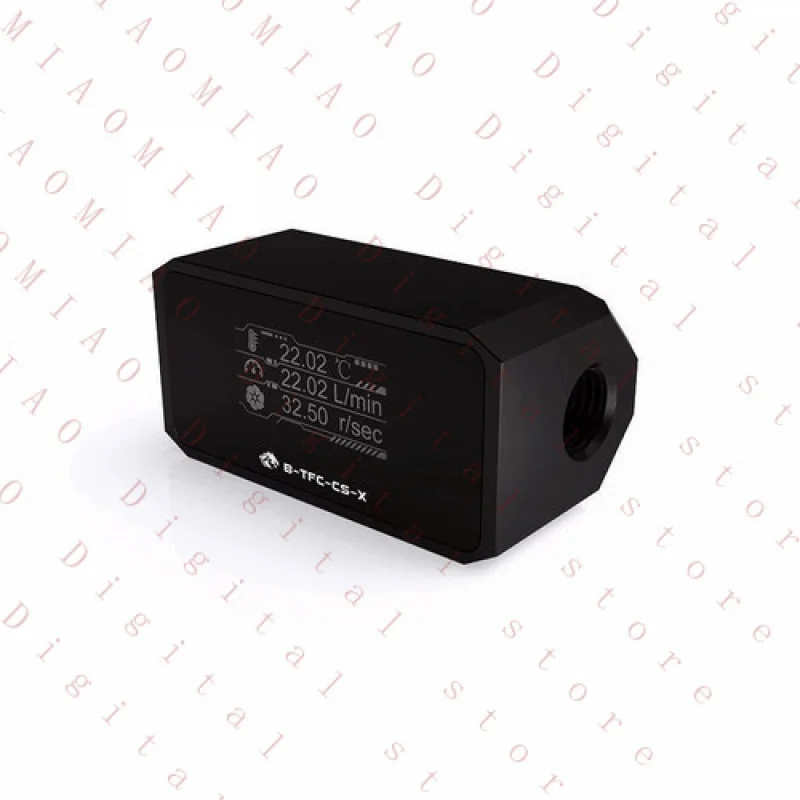 TU   FOR  Bykski Inline Flow Meter and Thermometer with OLED Display - Black (B-TFC-CS-X)