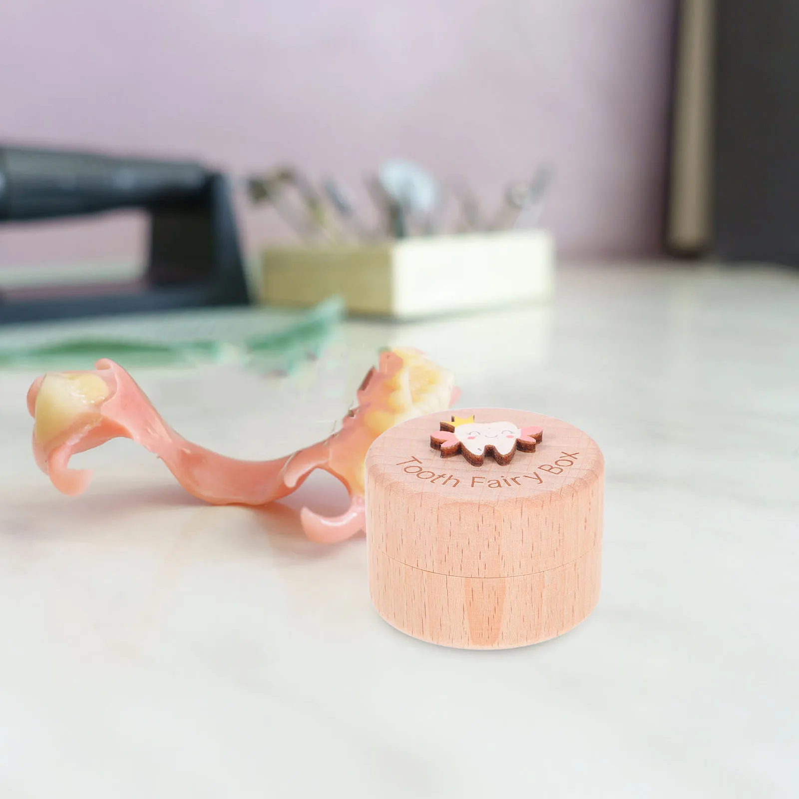 

Wooden Baby Tooth Keepsake Box Elegant Organizer for Kids Milestones Hair Storage Dustproof Compact Nursery Decor