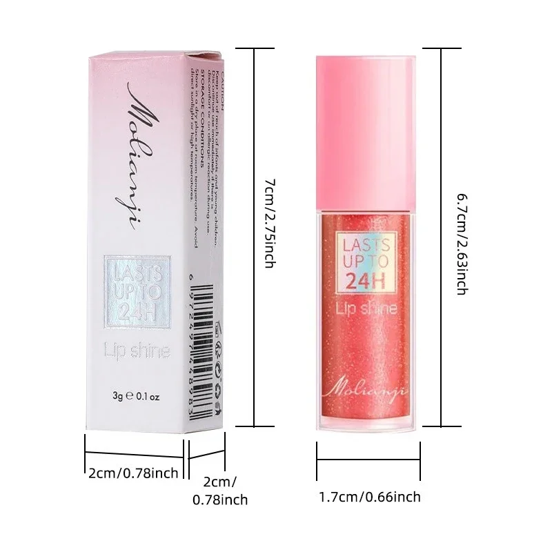 3 couleurs miroir imperméable à l'eau brillant à lèvres hydratant paillettes liquide rouge à lèvres maquillage longue durée brillance dans corail rose liquide rouge à lèvres
