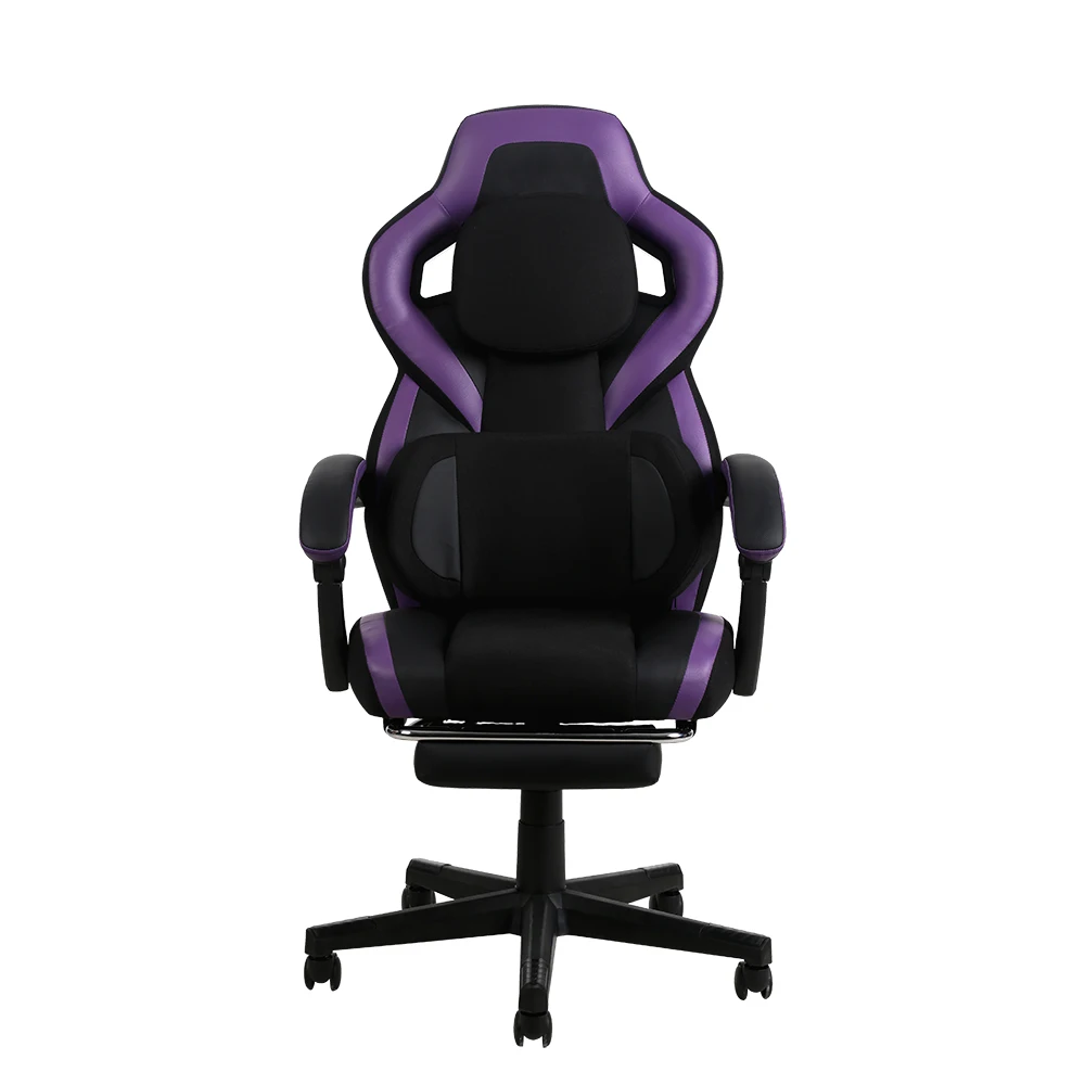 

Wholesale PU Fabric Executive Chair Customized Logo Purple Ergonomic Home Office Chair With Footrest Ergonomic Design
