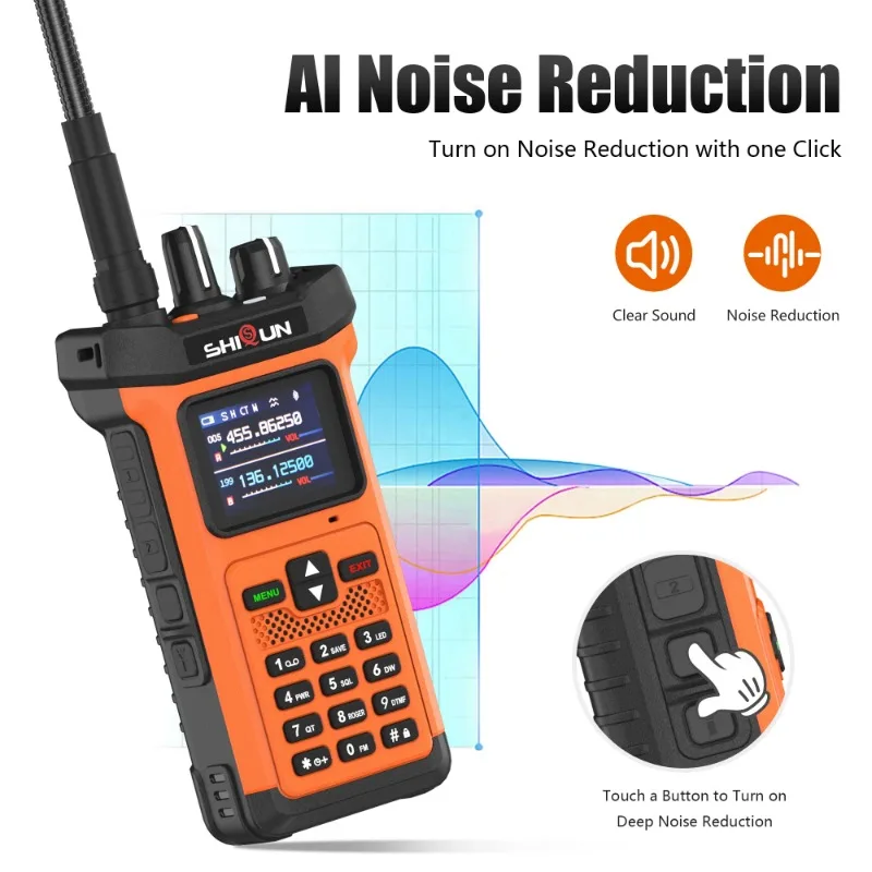 SQ-8500 20W Long Range Walkie Talkie Multi Band Type-C High Capacity AI Noise Reduction 199 Chan High Gain Antenna Two Way Radio