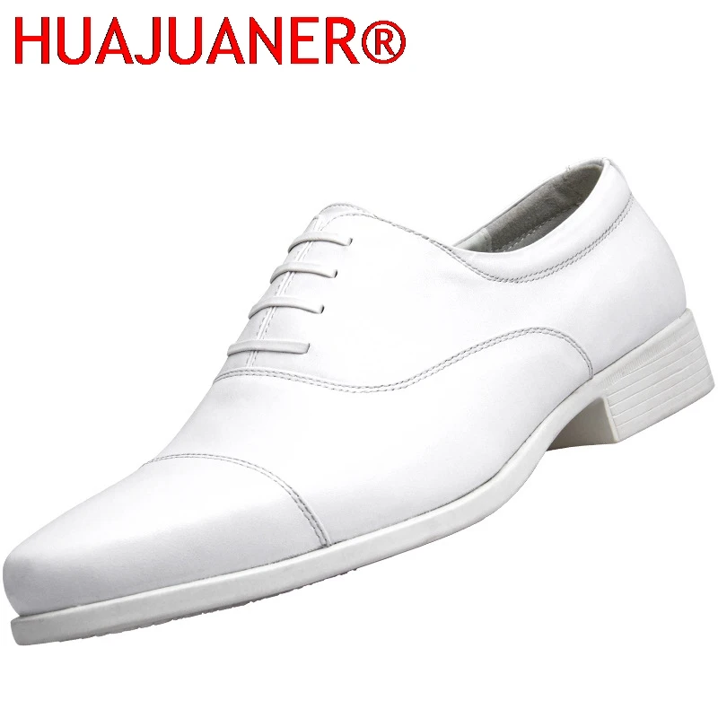 Brand Men Oxford Shoes White Men Dress Office Wedding Formal shoes Lace up Round Toe Leather Shoes Men chaussure homme