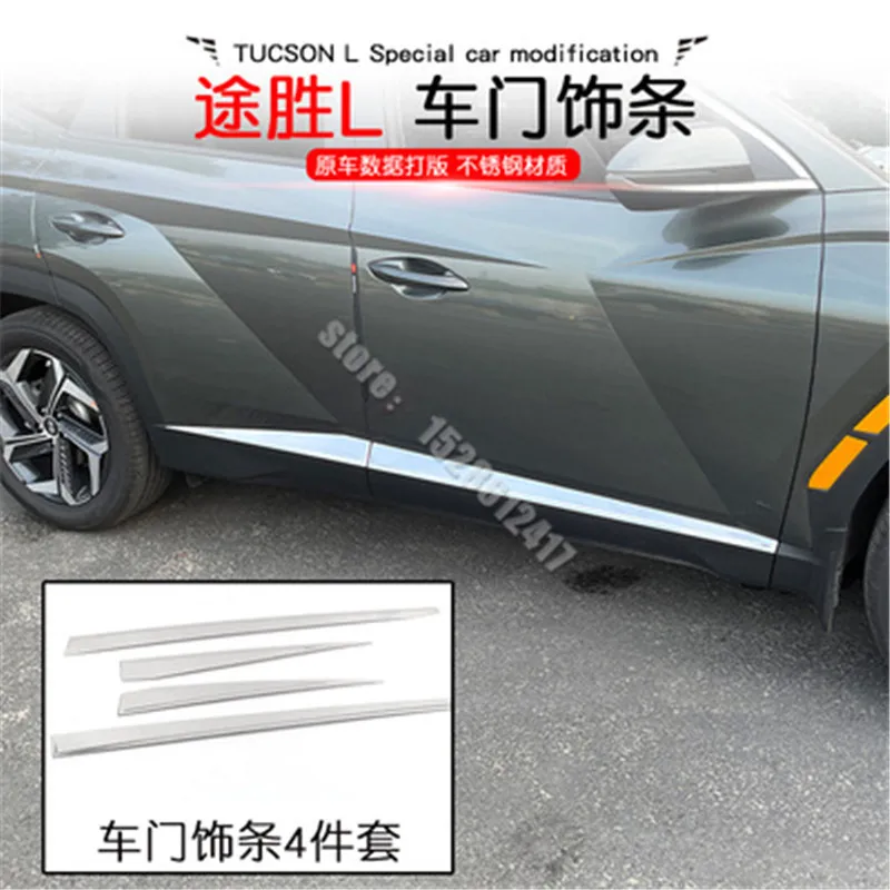 

Car Styling Stainless Steel Body Door Panel Bright Strip Trim For Hyundai Tucson L 2021 High-quality ABS Chrome Car styling