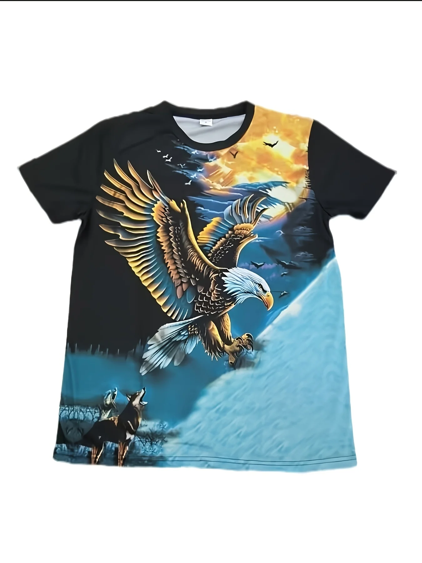 Animal Eagle 3D Print Sport Quick-dry Breathable Men T-shirt Outdoor Street Casual Fashion Run Fitness Parent-child Short Sleeve