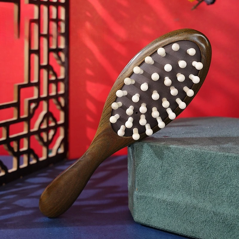Green sandalwood long-handled mushroom nails air cushion, hair scalp massage comb