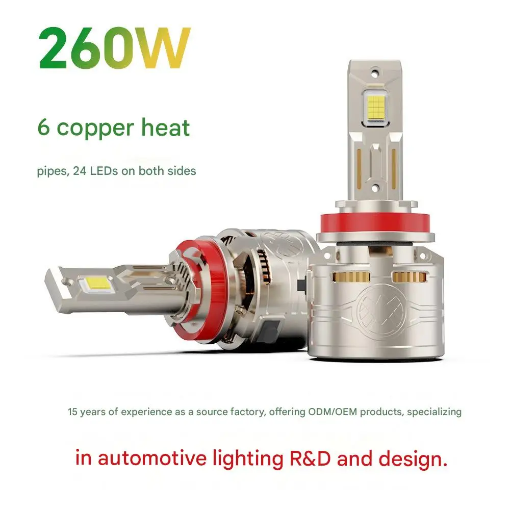 

Six Copper Tube High Power LED Headlight h7 h4 led Car Front Lamp Ultra Bright Automotive LED Headlight Universal Car Lighting