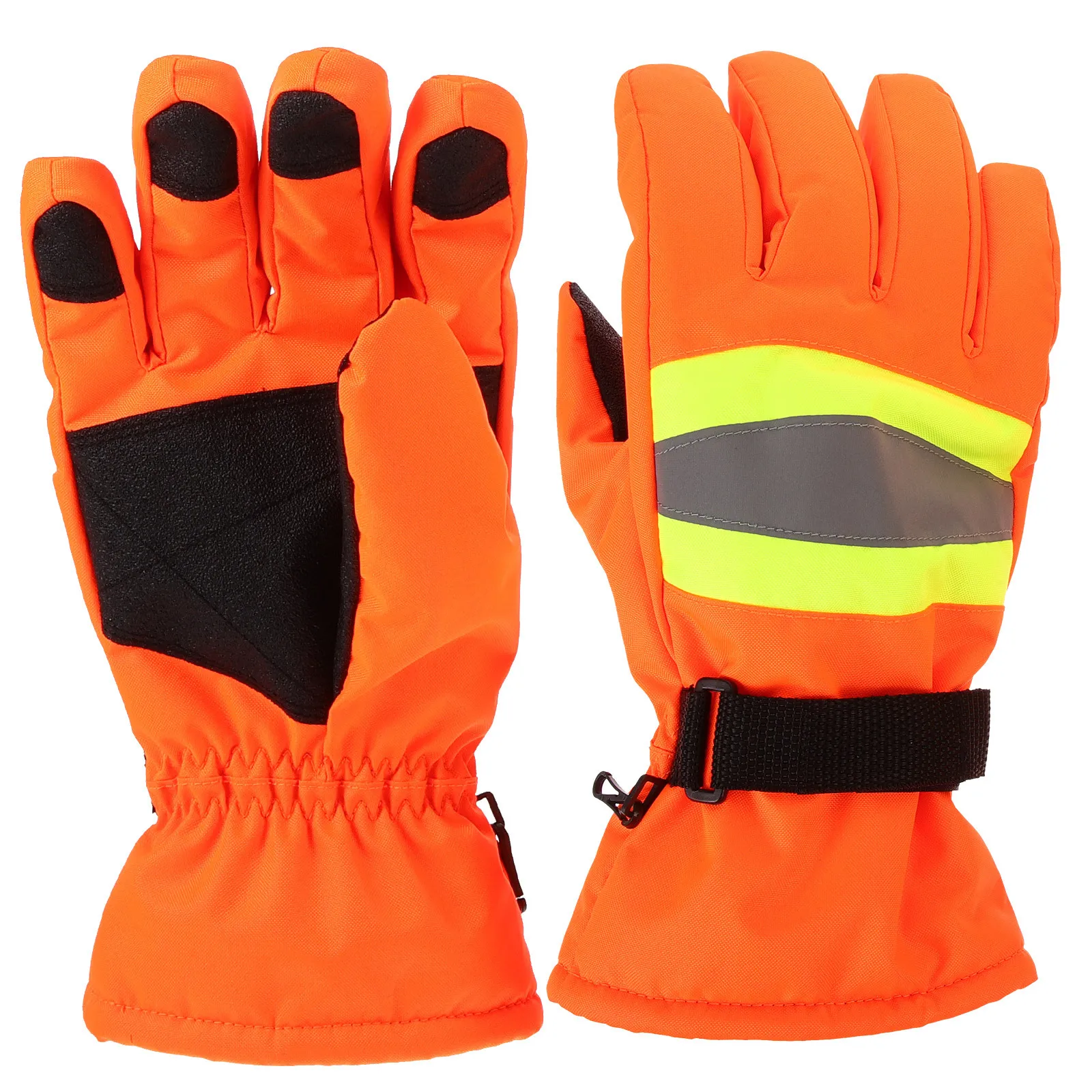 1 زوج الشتاء الدافئ في الهواء الطلق قفازات كنس الثلوج كامل الاصبع المضادة للانزلاق عاكسة قفازات عالية الوضوح للعمل الليلي في الهواء الطلق #2