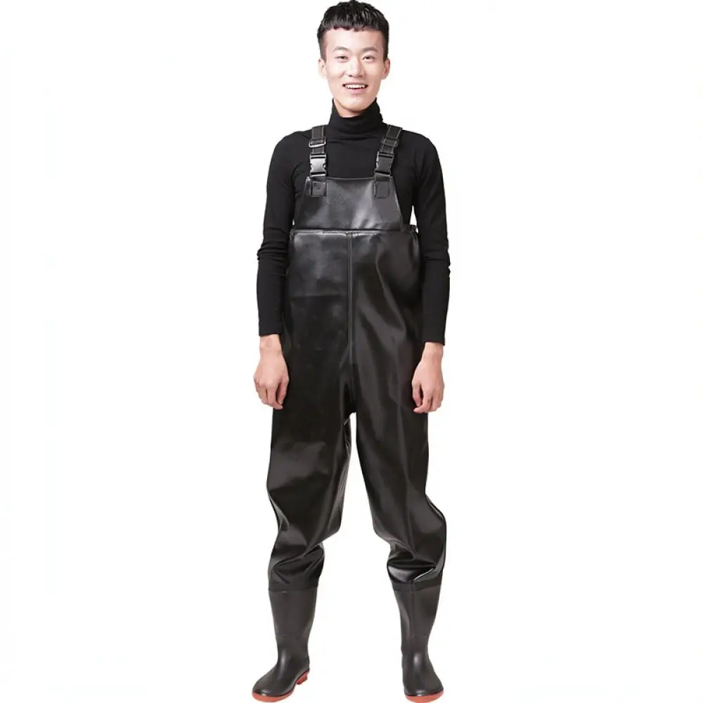 Mens Heavy Duty Fishing Waders Waterproof PVC Wading Pants Outdoor River Work Trousers Anti Slip Hunting Gear Wear