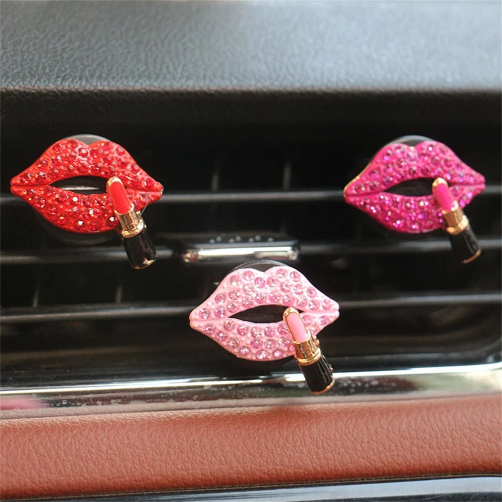 

Car Air Outlet Aromatherapy Clip Perfume Clip Diamond Red Lips Clips Perfume Air Freshener Clip Auto Interior Accessories