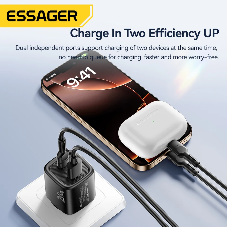 Essager 20W USB C Charger Portable Type C Charger Support PD Fast Charging For iPhone 16 15 14 13 12 11 Pro Max 8 Quick Charger, image 4