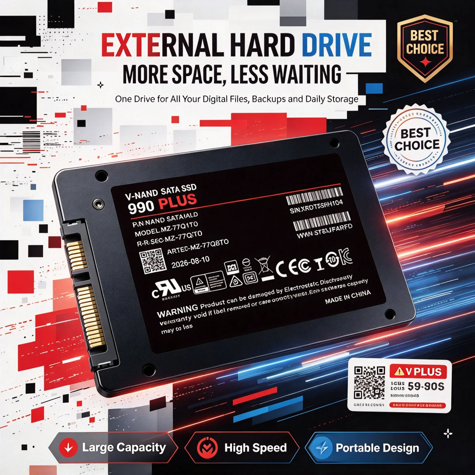 HDD Hard Drive Internal 990 PLUS, 500GB/1TB/2TB/4TB, Solid State Disk SSD, SATA3, 2.5-Inch, Laptop, Microcomputer, Desktop.