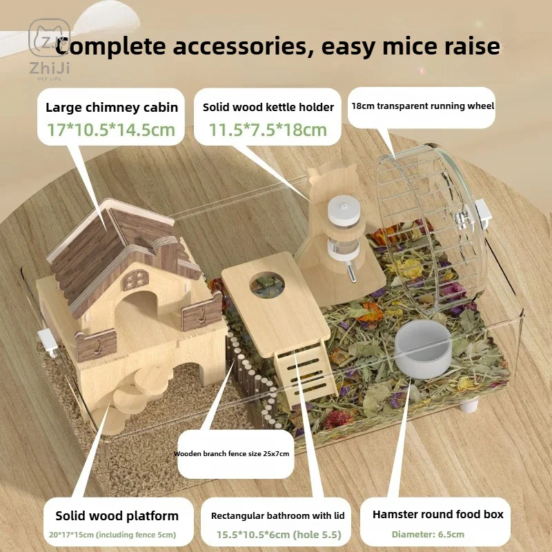 ‌Large Transparent Hamster Cage 2Layer Luxury Villa with Extra Space Cheap Dwarf Syrian Habitat Acrylic House for Golden Hamster view 3