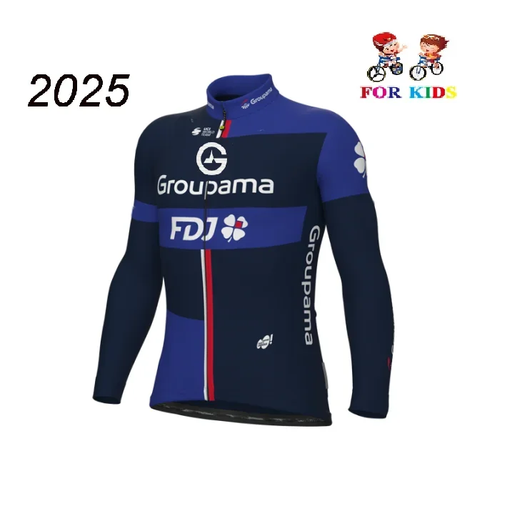 SPRING SUMMER KID'S 2025 GROUPAMA FDJ TEAM Children Long Sleeve Cycling Jersey  Bicycle Clothing With PANTS Ropa Ciclismo