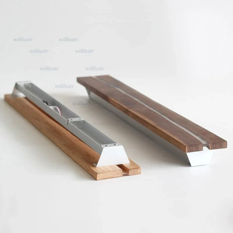 متصدع الخشب الجدار مصباح الجوز البلوط Elmwood LED الشمعدان فندق مقهى مكتب غرفة المعيشة الممر اللوبي السرير الحد الأدنى ضوء #4