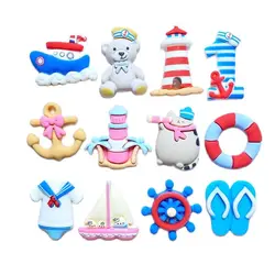 10Pcs New Cute Mini Cartoon Ship For Sailors Ocean Series Flat Back Resin Cabochons Scrapbooking DIY Jewelry Craft Decoration