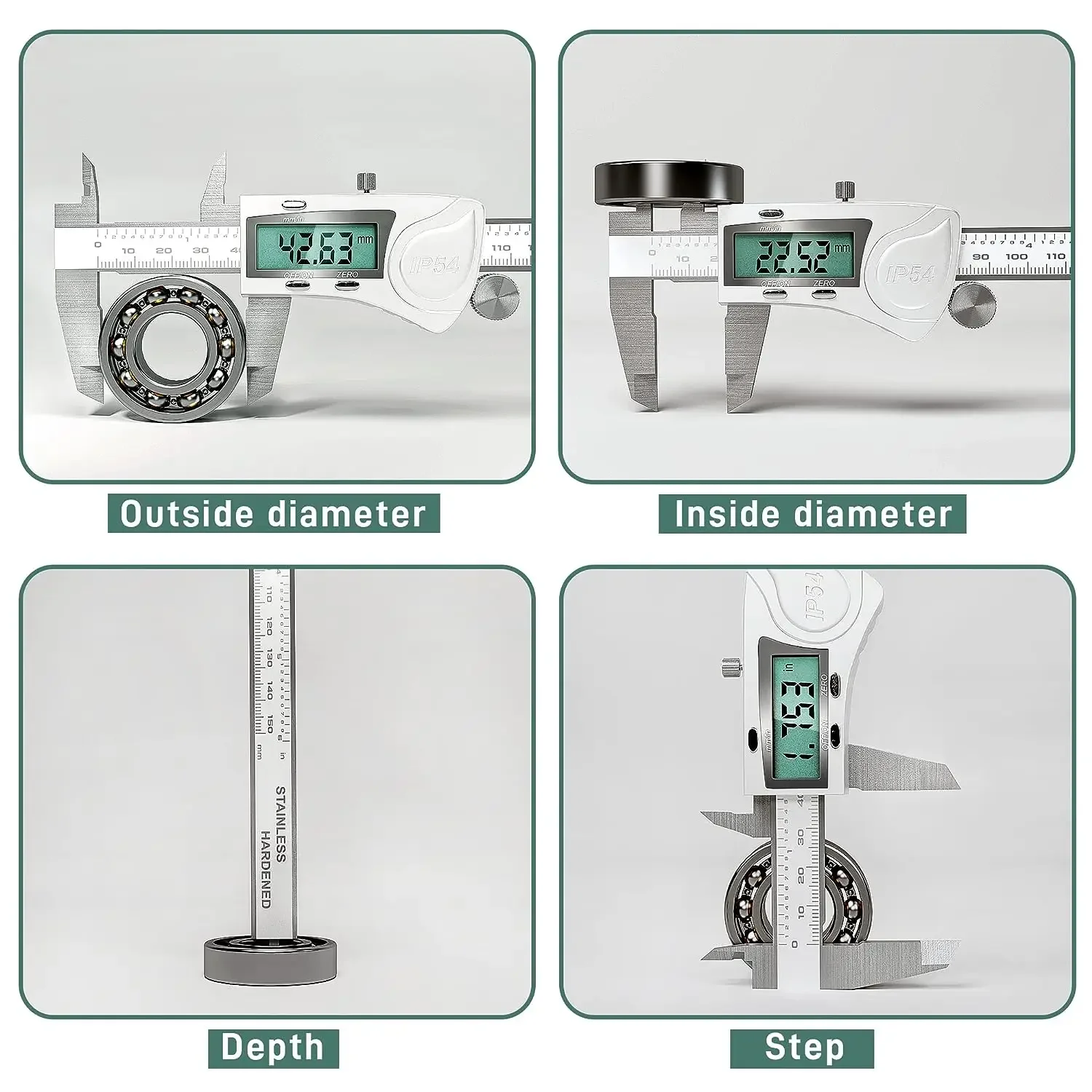 Calibrador Vernier electrónico completamente metálico IP54, herramienta de medición de pantalla completa HD de acero inoxidable, 0-150mm