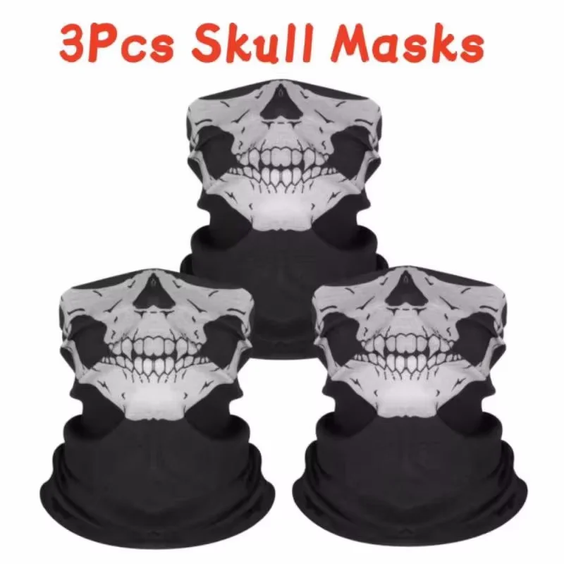 1~3Pcs Halloween Mask Horror Skeleton Chin Mask Skeleton Performance Party Dress Up Real CS Masks ﻿Hiking Scarves